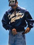 adidem asterisks crocodile cursive leather bomber jacket.