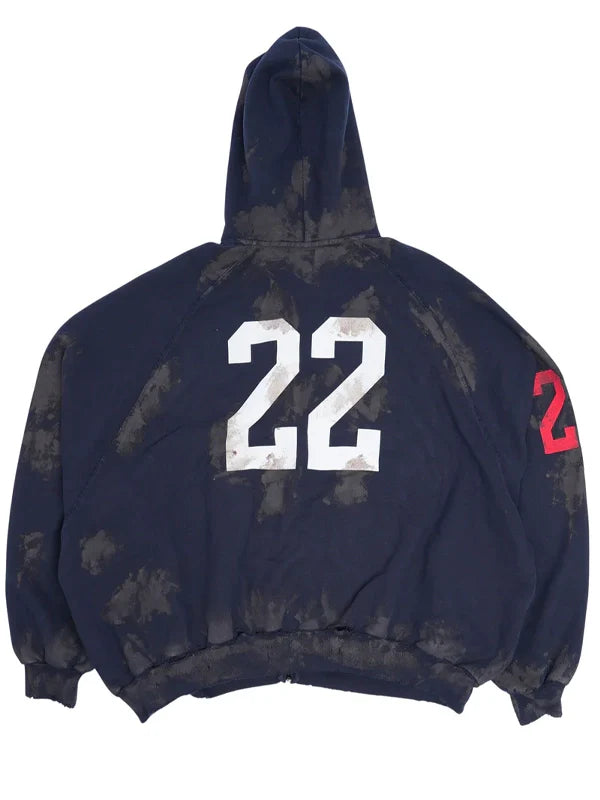 balenciaga distressed polo zip-up hoodie.