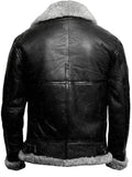 black sheepskin leather shearling jacket for mens.