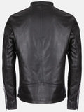 burton mandarin collar black leather jacket..