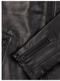 burton mandarin collar black leather jacket..