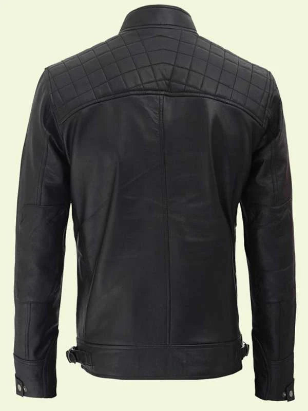 cafe racer black leather jacket.