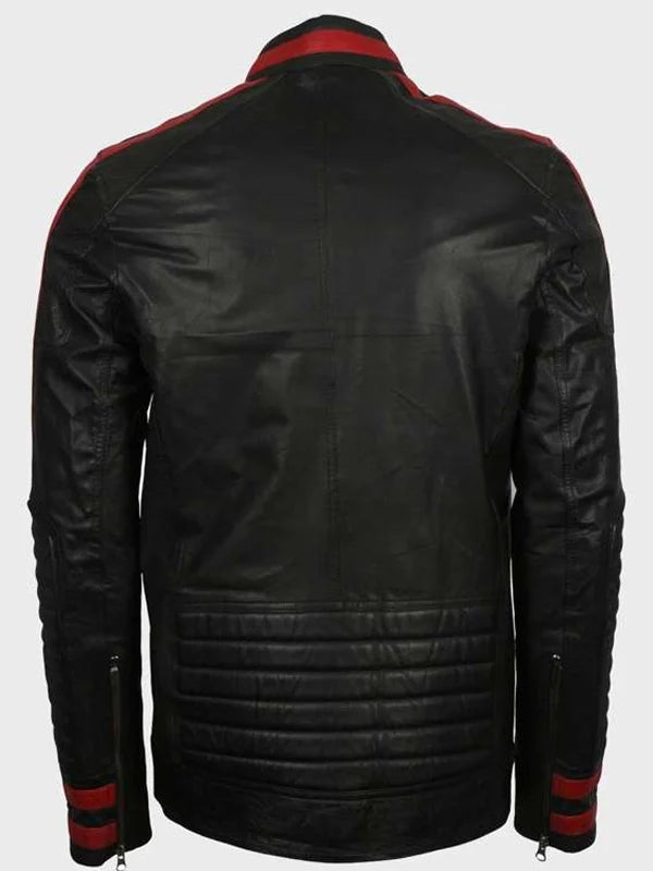 cafe racer black leather jacket for mens.