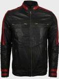 cafe racer black leather jacket for mens