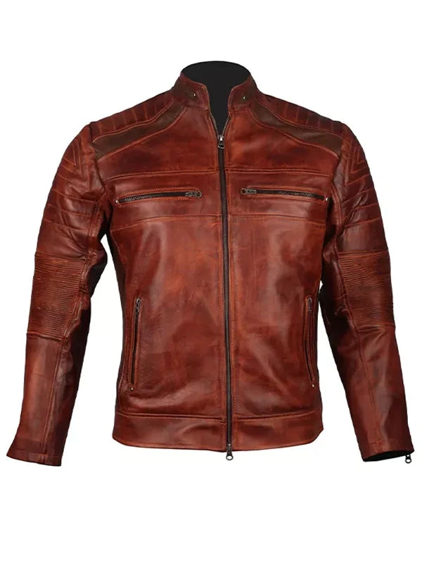 cafe racer leather biker jacket