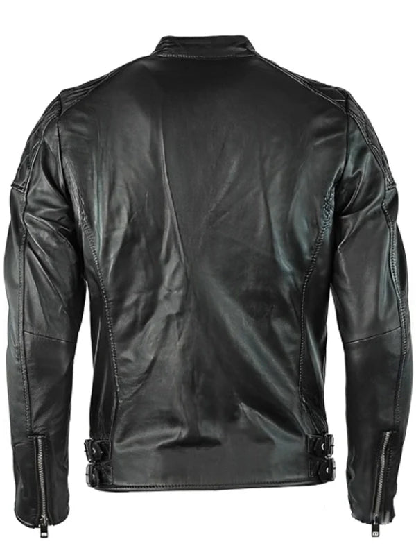cafe racer mens leather black jacket.