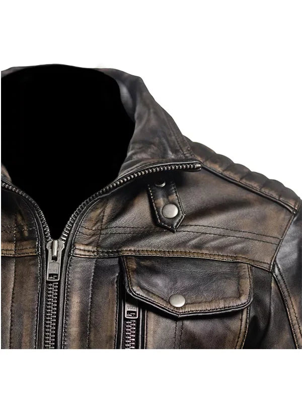 cafe racer multi pockets biker jacket...