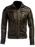 cafe racer multi pockets biker jacket