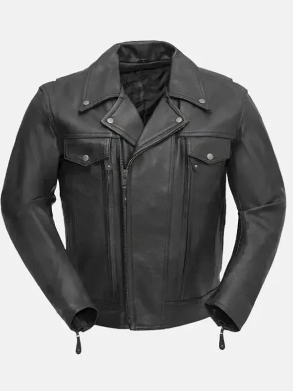 caven black motorcycle leather jacket