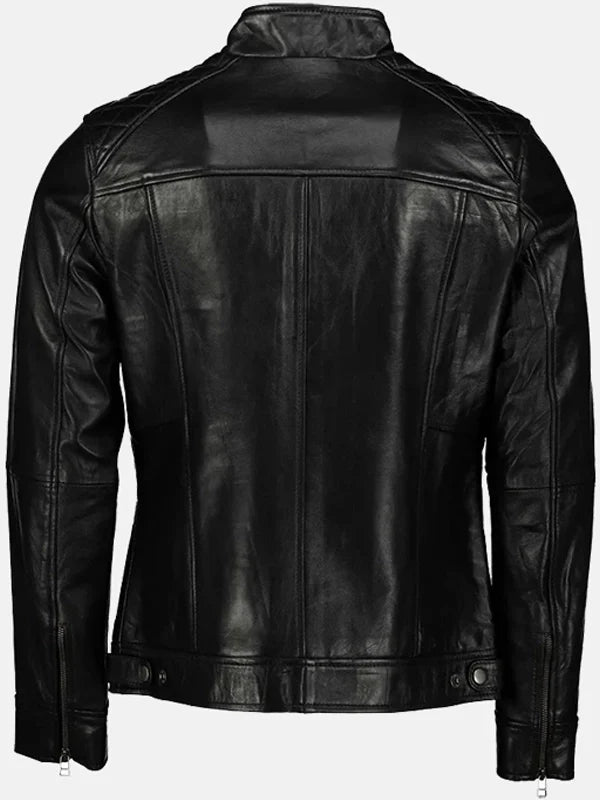 george water spadded style black leather jacket.