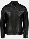 george water spadded style black leather jacket