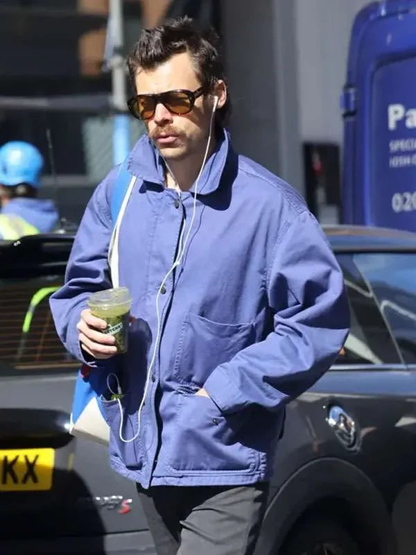 harry styles london blue cotton jacket