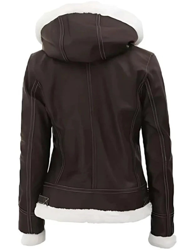 jasmine dark brown jacket with hood.