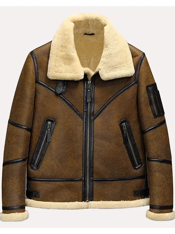 mens b3 genuine leather shearling jacket