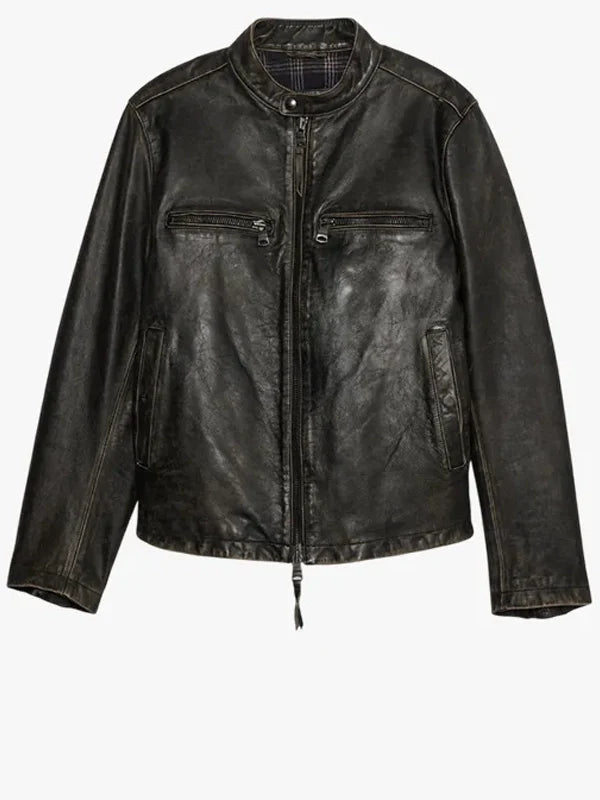 mens banana black republic biker leather jacket..