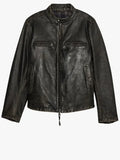 mens banana black republic biker leather jacket..