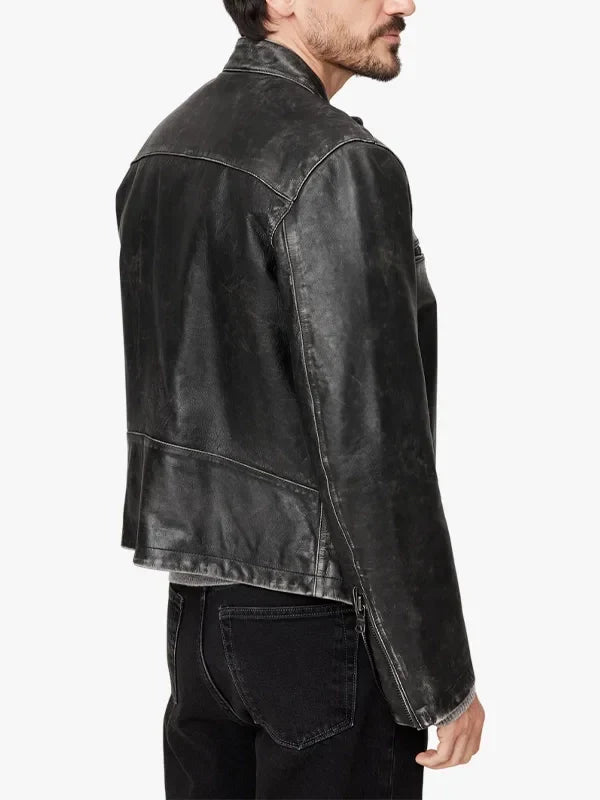 mens banana black republic biker leather jacket