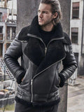 mens black aviator sheepskin bomber shearling jacket.