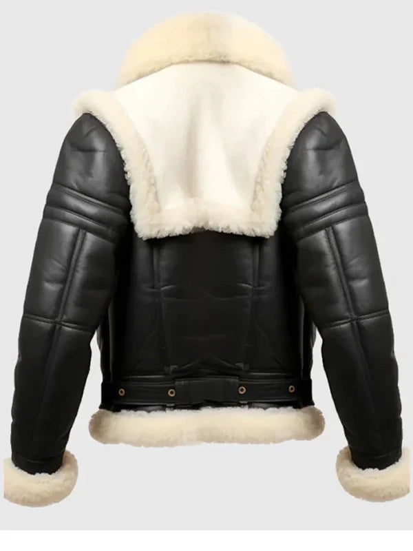 mens bomber leather aviator shearling jacket.