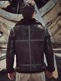 mens dark brown b3 aviator shearling jacket.