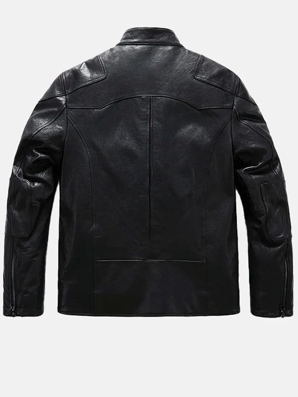mens matt black leather jacket.
