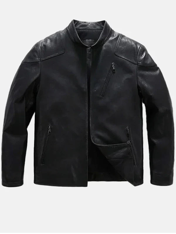 mens matt black leather jacket