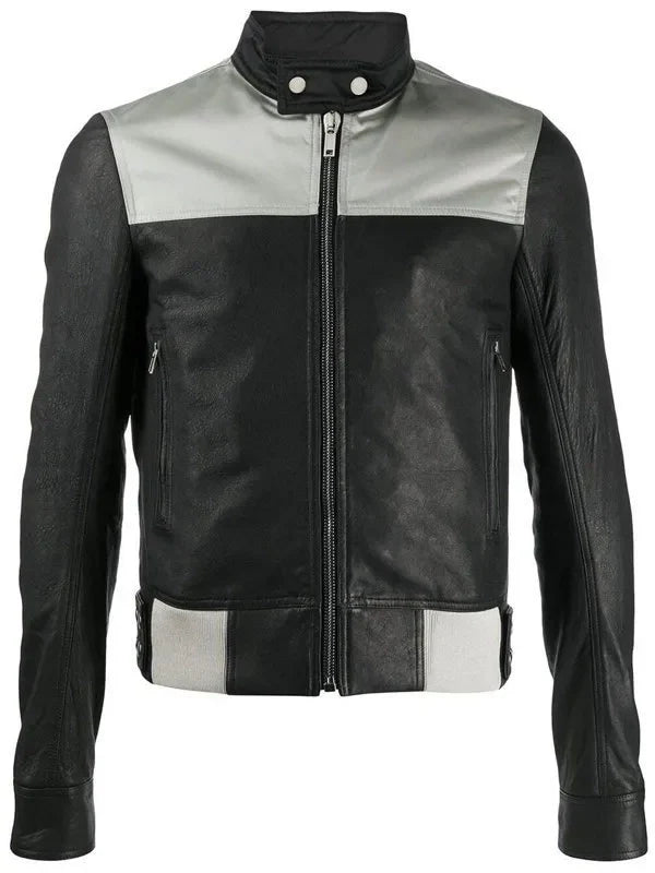 mens slim fit biker leather jacket