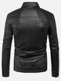 mens turn down collar leather jacket.