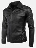 mens turn down collar leather jacket