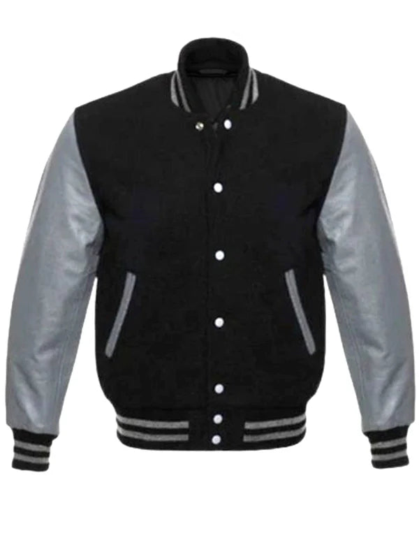 mens varsity jacket with leater sleeves