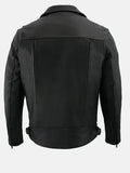 mens vented black biker leather jacket.