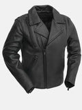 mens zippered slash pockets biker leather jacket