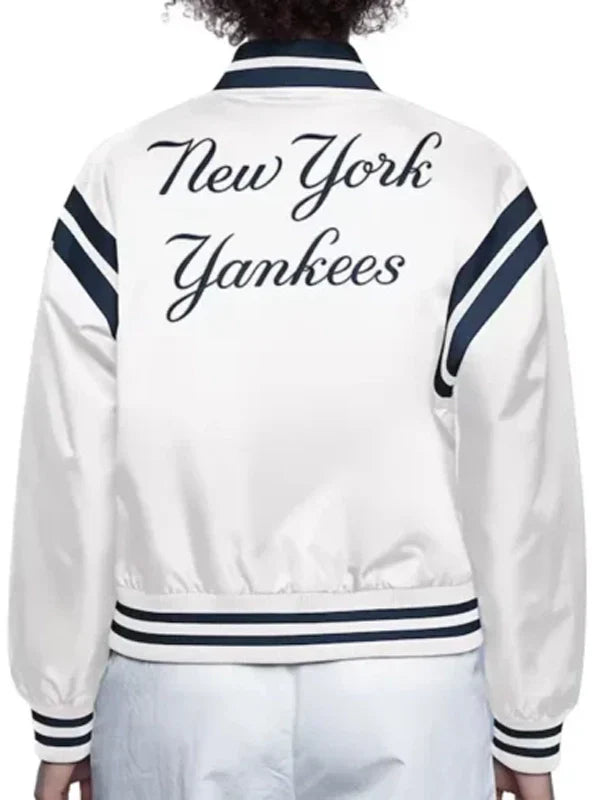 ny yankees white full count satin jacket.