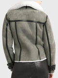product womens shearling gray leather jacket