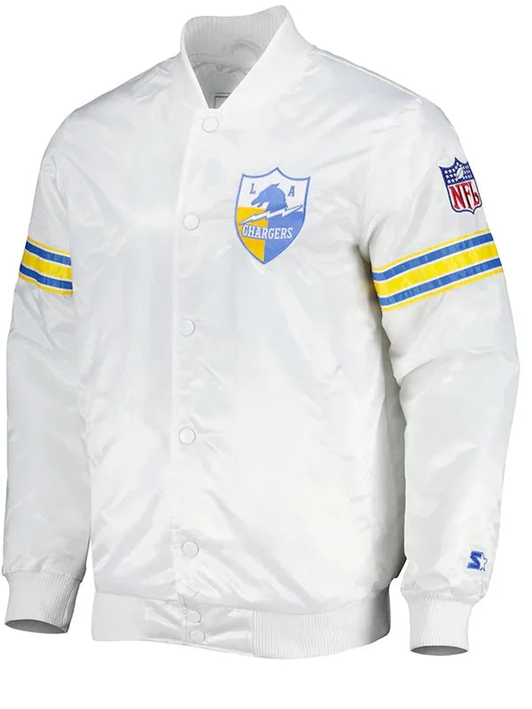 white the power forward la chargers satin jacket