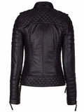 women slim fit biker leather jacket.