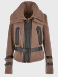 womens brown shearling fur jacket