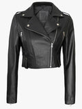 womens colleen cropped leather biker jacket