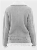 womens grey suede shearling jacket.