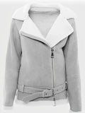 womens grey suede shearling jacket