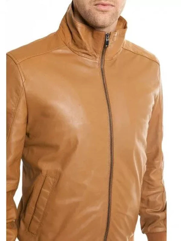 Men’s Casual Bomber Camel Brown Jacket00