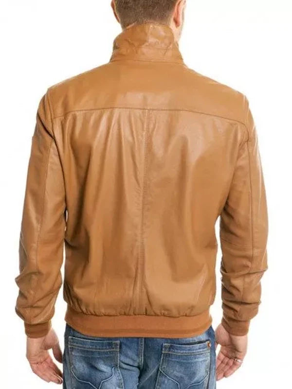 Men’s Casual Bomber Camel Brown Jacket0