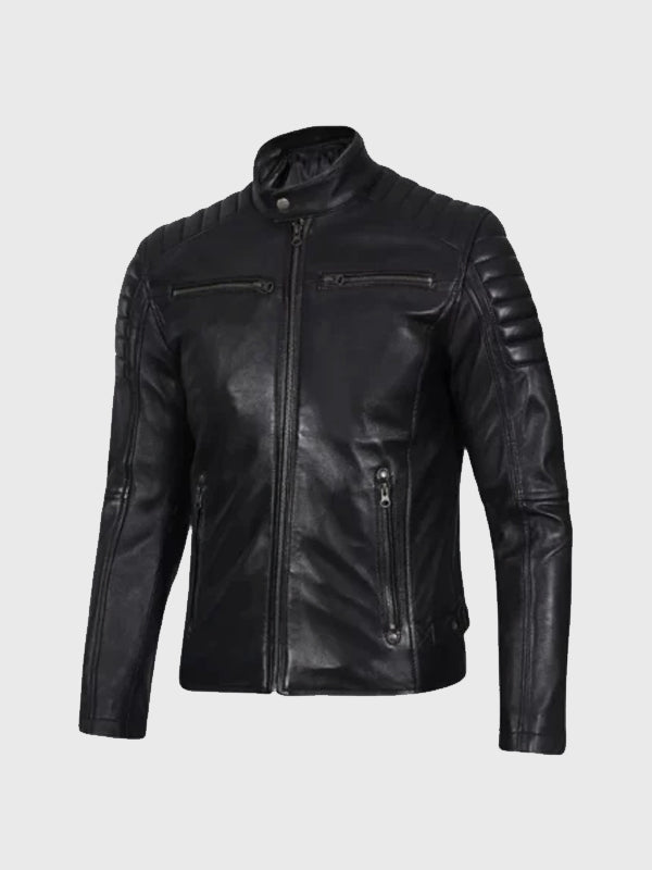 Mens Black Cafe Racer Jacket