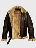 Men’s Brown Shearling Lined Aviator Bomber Jacket