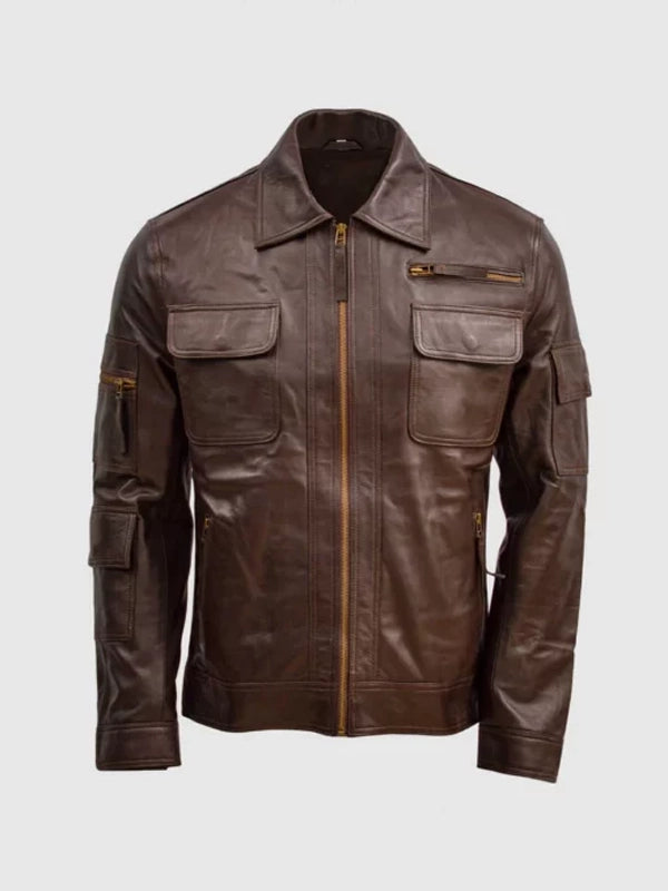 Men’s Waxed Brown Biker Leather Jacket