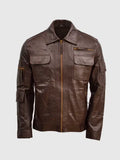 Men’s Waxed Brown Biker Leather Jacket
