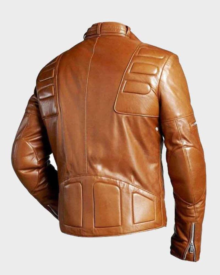 MensBrownPaddedMotorcycleLeatherJacket