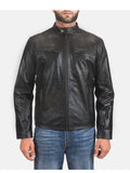 Mens Rustic Black Leather Biker Jacket