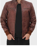 Mens Brown Biker Bomber Jacket..