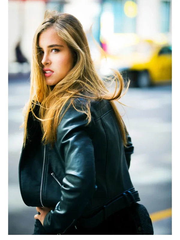 Women’s Casual Black Leather Blazer...